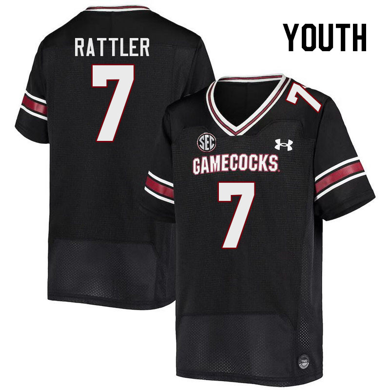 Youth #7 Spencer Rattler South Carolina Gamecocks 2023 College Football Jerseys Stitched-Black